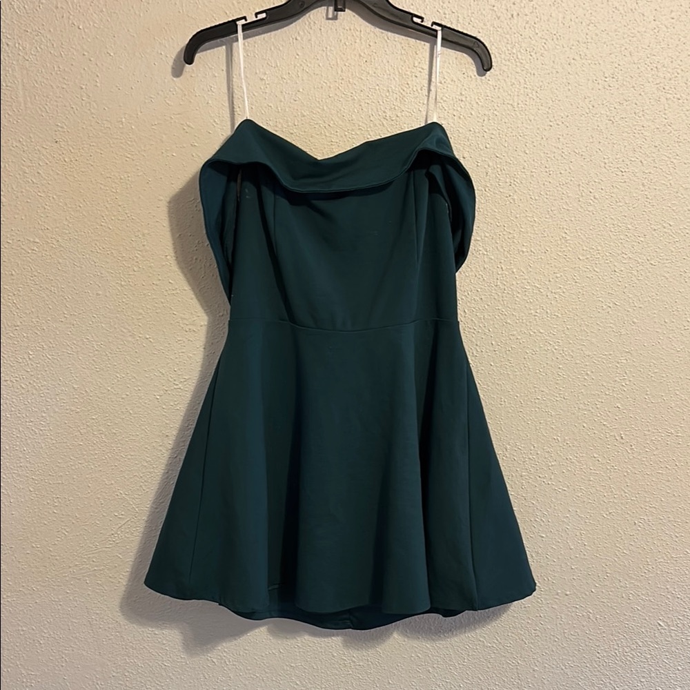 Lulus Elegant Dark Green Strapless Dress